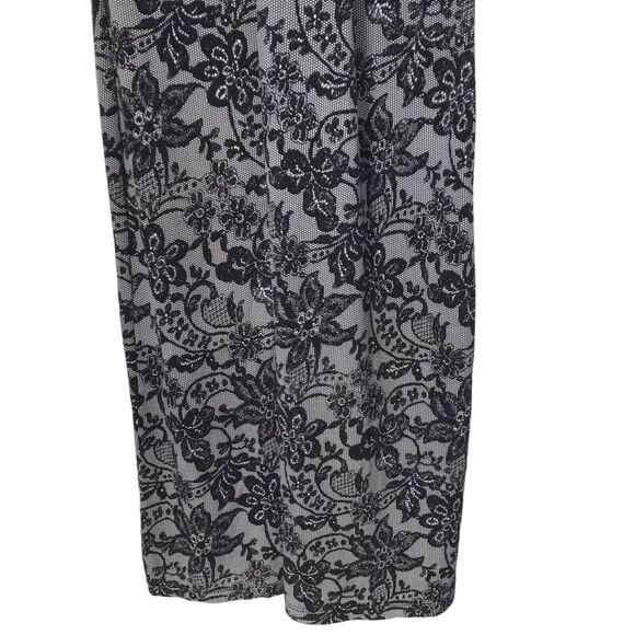 Motherhood Maternity Dress Size Small Black Grey Floral Short Cap Sleeves Midi - Picture 4 of 12